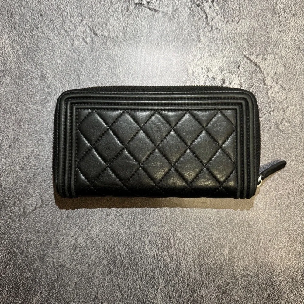 CHANEL Black Boy Zip Around Quilted Leather Wallet - Picture 6 of 15